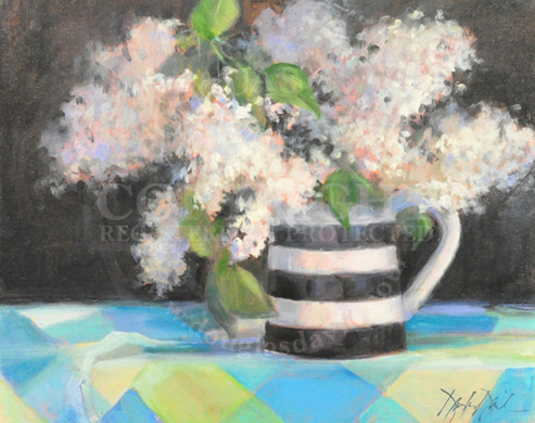 Lilacs in Striped Pitcher, #1858