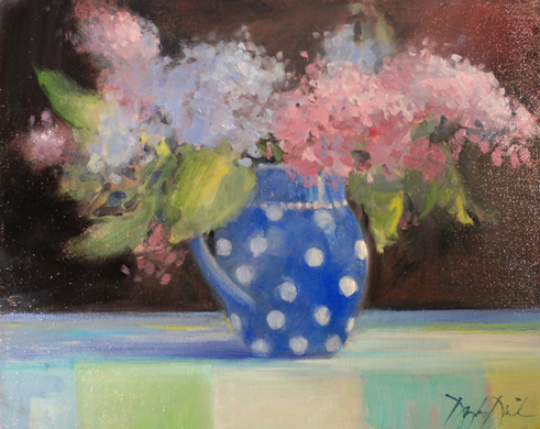 LILACS IN POLKA DOT PITCHER, #2193